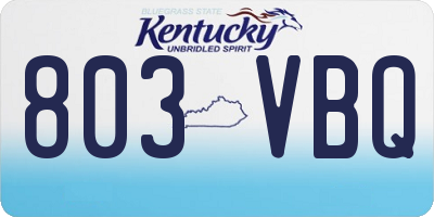 KY license plate 803VBQ