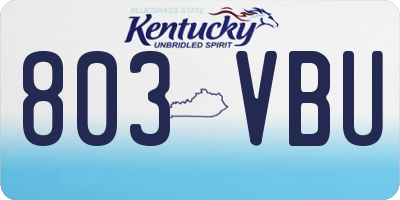KY license plate 803VBU