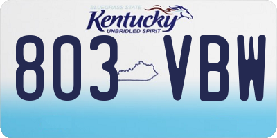 KY license plate 803VBW