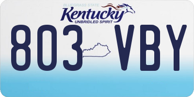 KY license plate 803VBY