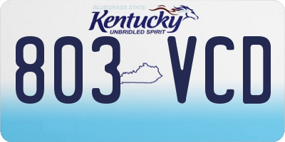 KY license plate 803VCD