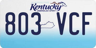 KY license plate 803VCF