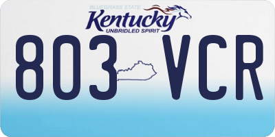 KY license plate 803VCR