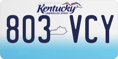 KY license plate 803VCY