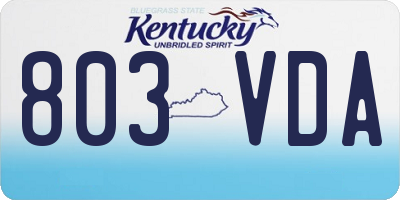 KY license plate 803VDA