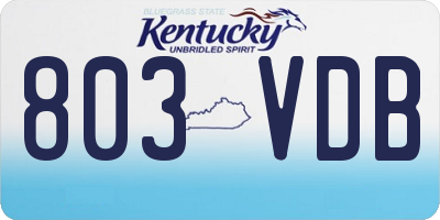 KY license plate 803VDB