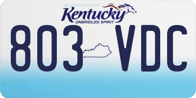 KY license plate 803VDC