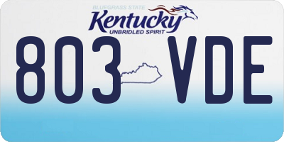 KY license plate 803VDE