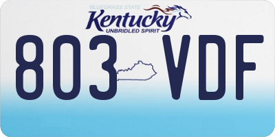 KY license plate 803VDF