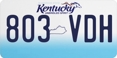 KY license plate 803VDH