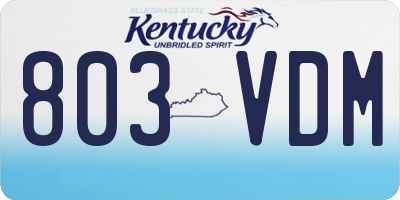 KY license plate 803VDM