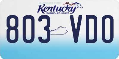 KY license plate 803VDO