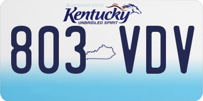 KY license plate 803VDV