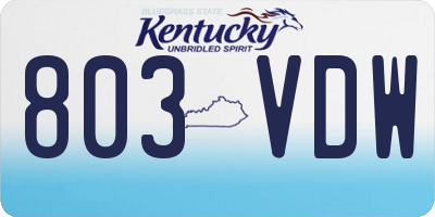 KY license plate 803VDW