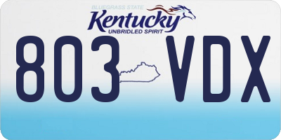 KY license plate 803VDX