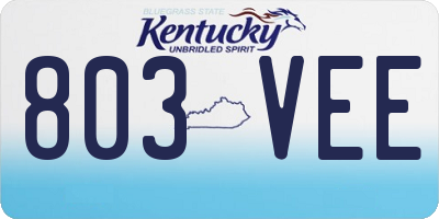 KY license plate 803VEE