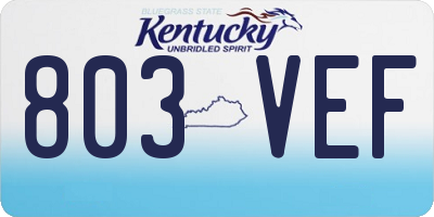 KY license plate 803VEF