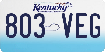 KY license plate 803VEG
