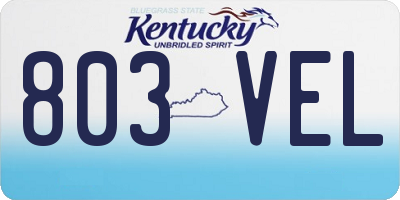KY license plate 803VEL