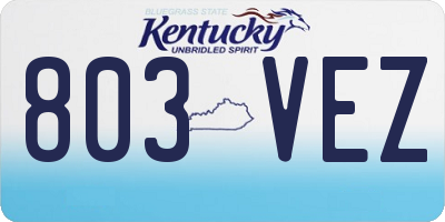 KY license plate 803VEZ