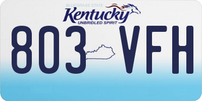 KY license plate 803VFH