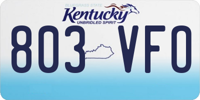 KY license plate 803VFO