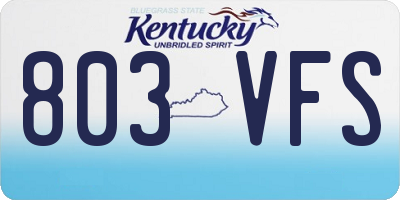 KY license plate 803VFS