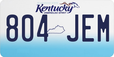 KY license plate 804JEM