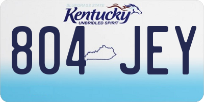 KY license plate 804JEY