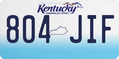 KY license plate 804JIF