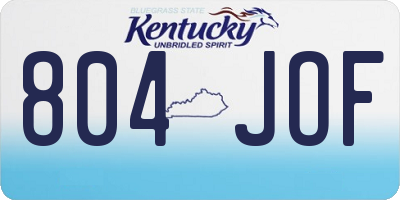 KY license plate 804JOF