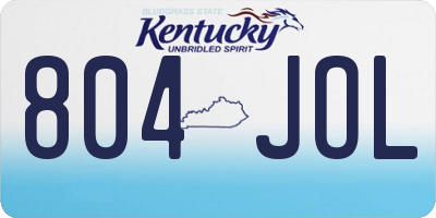 KY license plate 804JOL