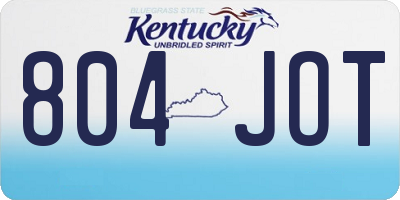 KY license plate 804JOT
