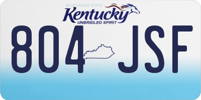 KY license plate 804JSF