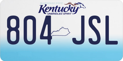 KY license plate 804JSL