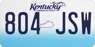 KY license plate 804JSW