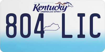 KY license plate 804LIC