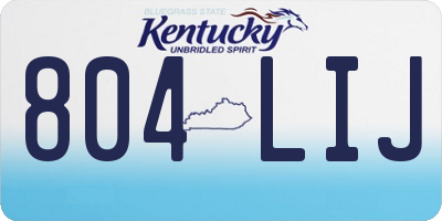 KY license plate 804LIJ