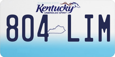 KY license plate 804LIM