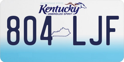 KY license plate 804LJF