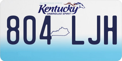 KY license plate 804LJH