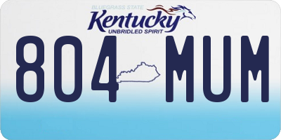 KY license plate 804MUM
