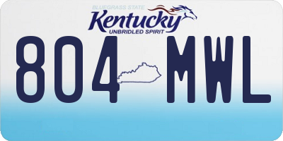 KY license plate 804MWL