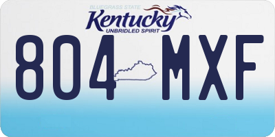 KY license plate 804MXF