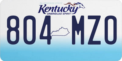 KY license plate 804MZO