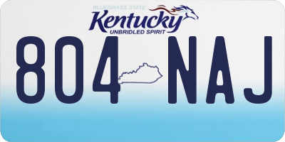 KY license plate 804NAJ