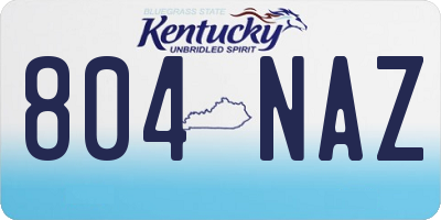 KY license plate 804NAZ