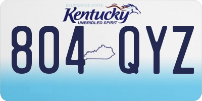 KY license plate 804QYZ