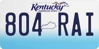 KY license plate 804RAI