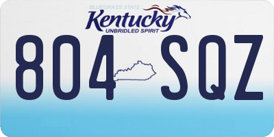 KY license plate 804SQZ